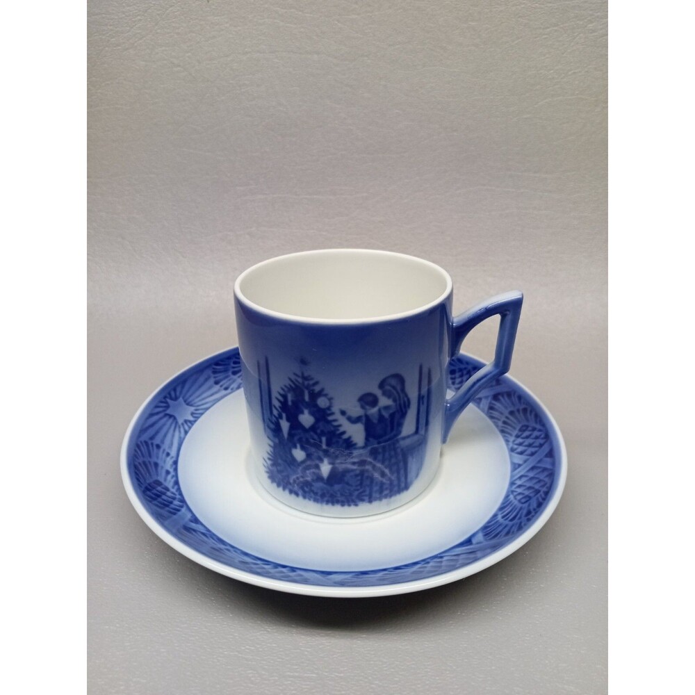 Royal Copenhagen 1981 Cup Saucer Christmas Tree Denmark 2-1/2" T & 5-3/4" wide
